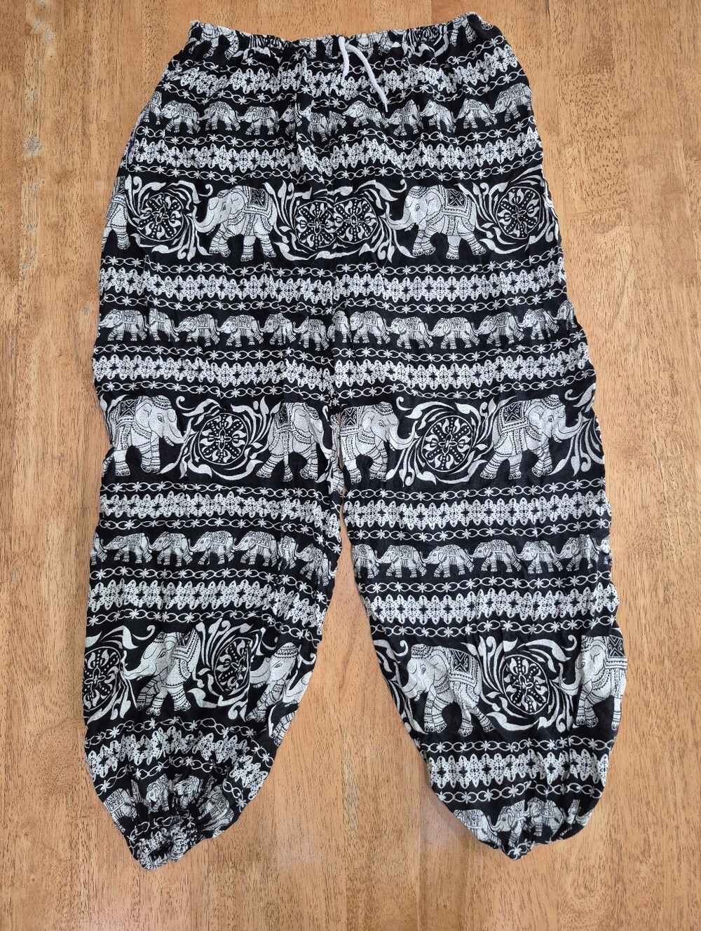 Black & White Elephant Print Harem Pants